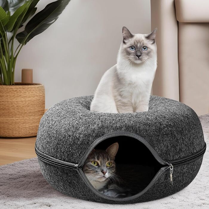 PAWSAGE® Бункер для котів з фетру, XL, 60*60*28 см, лежанка для котів, міцний фетр