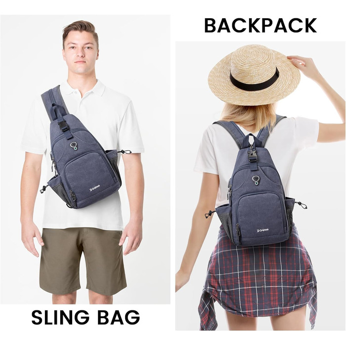 Сумка на плечі G4Free з канвасу - чоловіча/жіноча, для подорожей, хайкінгу, бігу, альпінізму (Navy Blue)