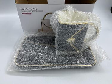 MVSR Cup and Saucer Set Cappuccino Cups Handbag Styling Coffee Cups Porcelain Cup Ceramic Teacup with Spoon, 310ml (Black)