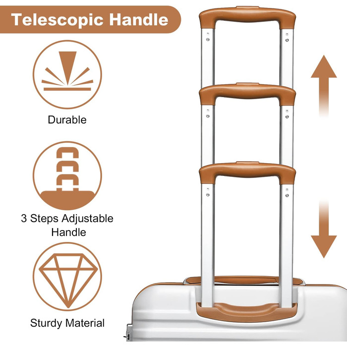 Чемодан British Traveller для ручної поклажі, середній, 64 x 43 x 26.5 см, з TSA-замком, ABS+PC, 24'+28' (білий)