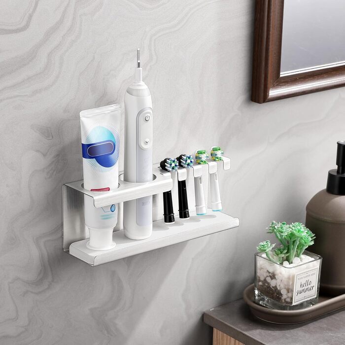 Електричний тримач для зубних щіток з нержавіючої сталі, без свердління, з силіконовою оболонкою, для ванної кімнати, сріблястого кольору