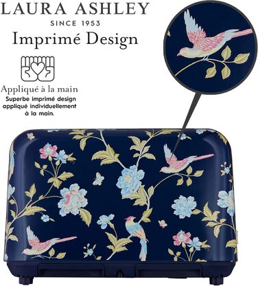 Тостер VQ Laura Ashley з 4-ма тостами, регулюванням нагріву, функцією розморожування та підігріву, нержавіюча сталь, вінтажний дизайн, з насадкою для круасанів (Elveden Marine)