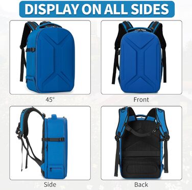 Рюкзак для фотокамери з жорстким корпусом, водонепроникний, ударостійкий, з відділенням для ноутбука 15,6 дюймів та кріпленням для штатива, сумісний з Canon/Nikon/Sony (Блакитний)