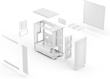 Комп'ютерний корпус Fractal Design Epoch Weiß з прозорою бічною панеллю з загартованого скла, Mesh-панель, 3 вентилятори Momentum 12, підтримка ATX/mATX/ITX