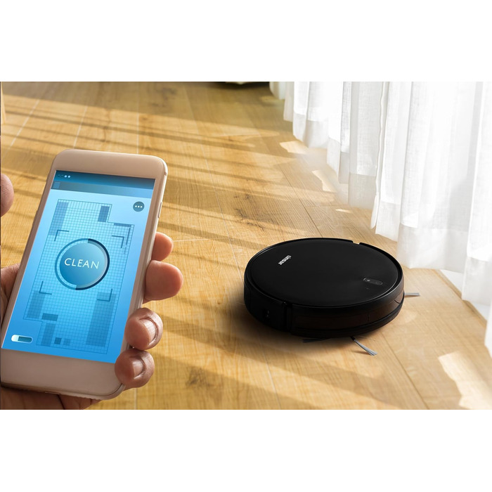 Робот-пилосос з функцією миття - 3 в 1. З пультом дистанційного керування, акумулятор 120 хв, для твердих підлог, килимів, шерсті тварин. Чорний.