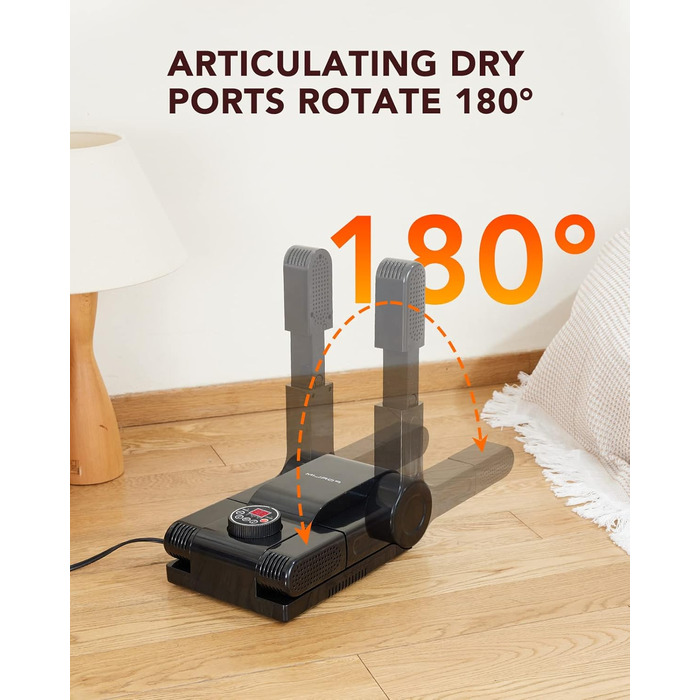 FORLIM Shoe Dryer Adjustable Temperature, with 24-Hour Delay Timer, Portable Glove Dryer and Boot Warmer, Automatic Shut-Off Timer, Foldable Design