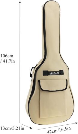 Чохол для акустичної гітари MuzcYM, 104 см, бежевий: водонепроникний, з двома регульованими ременями