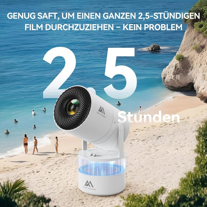 Aubor Mentech Mini Beamer 4K: Портативний проєктор для дому з Wi-Fi 6, BT 5.2 та Android OS, Auto Keystone, 180° та підтримкою HDMI.