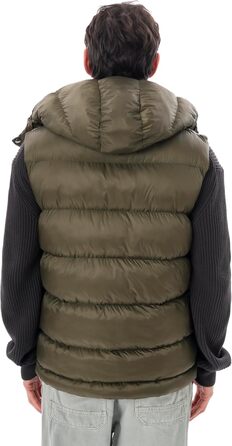 Чоловіча жилетка з пуховим наповнювачем – преміум якість, м'який матеріал, знімна капюшон (L, Хакі)