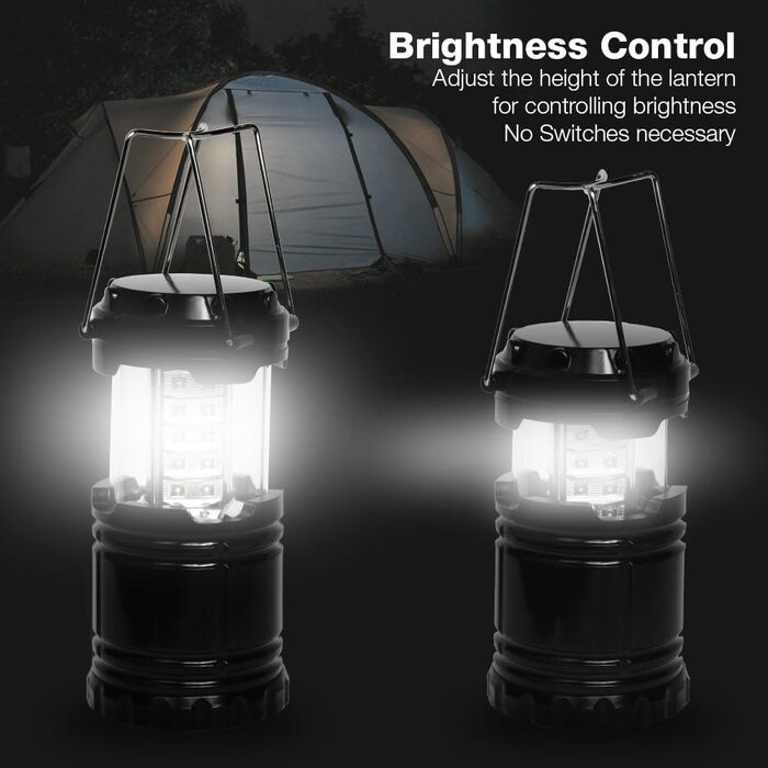 Party-Saving 4-Pack Portable Bright Camping Light with Folding Design and 30 LED Lights, APL1424