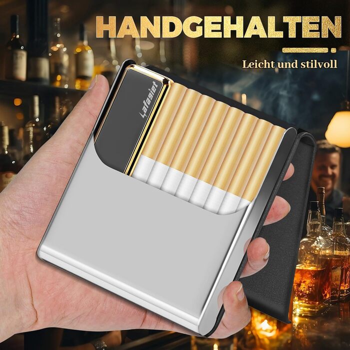 Чохол для сигарет Lafagiet з запальничкою для 84мм Regular King Size, ультратонкий, шкіряний, для чоловіків, бізнес, подарунок