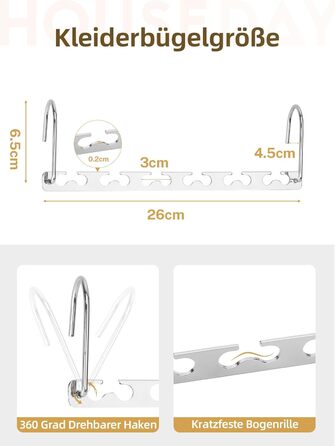 Набір з 4 металевих вішалок HOUSE DAY: економія місця, неслизьке покриття, для шафи, організація простору, ідеально як подарунок