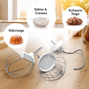Bosch Kitchen Machine Series 2 MUMS2EW00, 3.8 L Stainless Steel Bowl, Planetary Mixing System, Dough Hook, Beaters and Whisk (Stainless Steel), 4 Speed Settings, Expandable with Optional Accessories, 700W, White