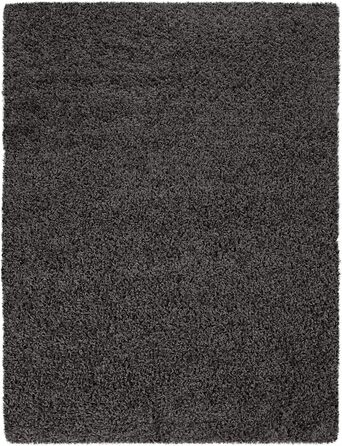 Килим для вітальні TT Home з високим ворсом, Шэггі, антрацит, 70x250 см