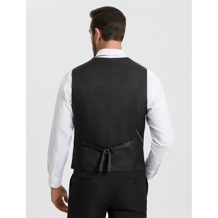Жилет чоловічий HISDERN для весілля, елегантний, slim fit, класичний, однотонний, для наречених, смокінг, з кишенями, 3 ґудзики, S-4XL, чорний