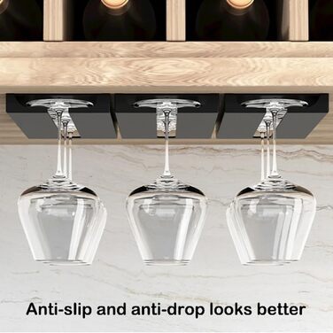 Тримачі для келихів вина Anicy (2 шт.) - підвісні, настінні, для кухні, бару, ресторану (чорний)