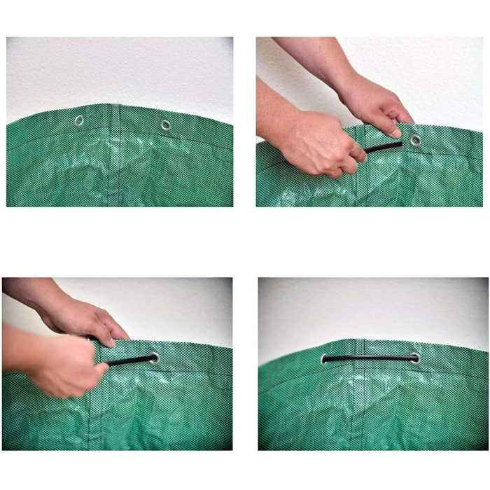 TerCasa Garden Sack 4-Pack, Waste Sack 272 L, Garden Waste Sack Height 76 cm, Ø 67 cm, Sack for garden waste made of tear-resistant polypropylene fabric, with reinforcing ring and 4 handles, green