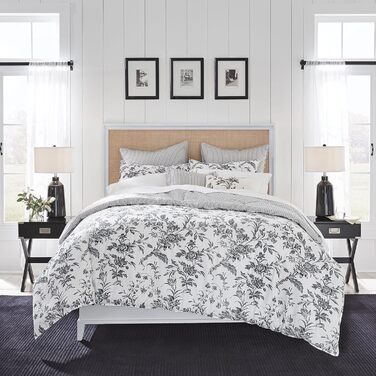 Комплект постільної білизни Laura Ashley Kingsize: двостороння бавовняна постіль з наволочками (Queen, Amberley Black/White)