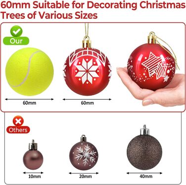Набір прикрас на ялинку: 30 пластикових кулі діаметром 6 см (червоні та білі)