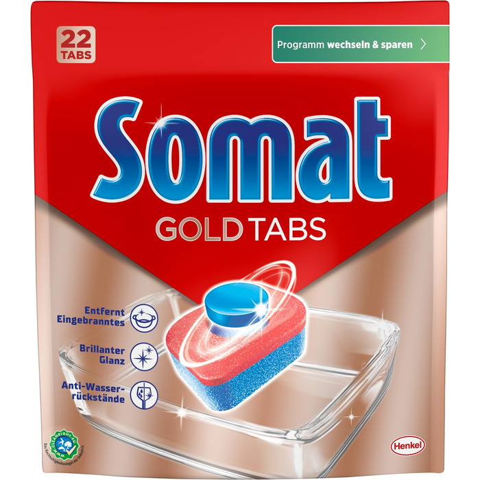 Таблетки для посудомийної машини Somat Gold, проти припалів та для низьких температур, 22 шт.