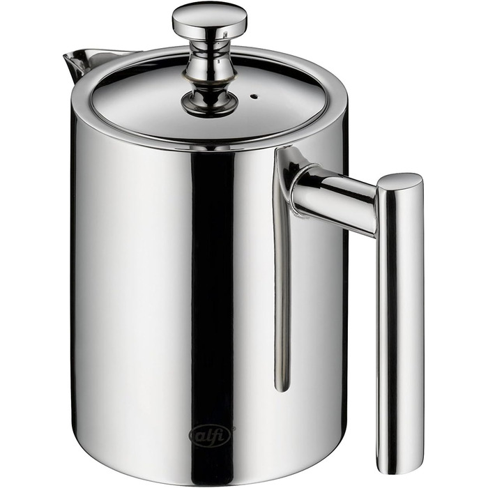 alfi TEA POT 1.40L, Stainless steel insulated carafe with tea strainer and tea catcher, single-walled stainless steel, durable thermos, ideal as a teapot for loose tea, dishwasher-safe, BPA-free (0.6 L)