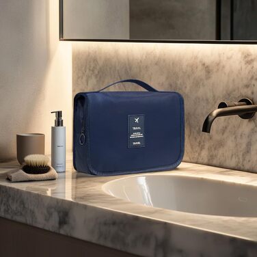 Чоловіча косметичка для подорожей з ручкою, блакитна: кілька відділень для організації речей