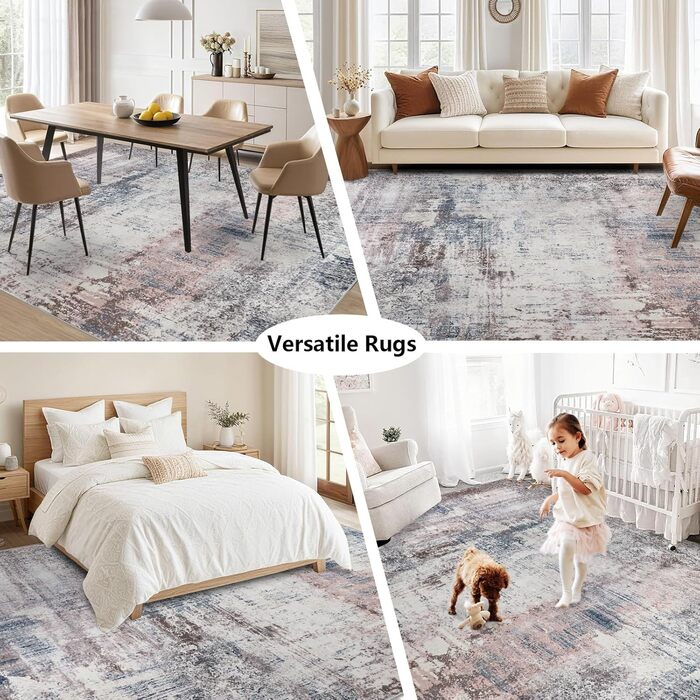 Килим для вітальні 160x230 см, абстрактний, короткий ворс, для спальні, миючий, сучасний, м'який, для їдальні, дитячої кімнати (122 x 170 см, синій)