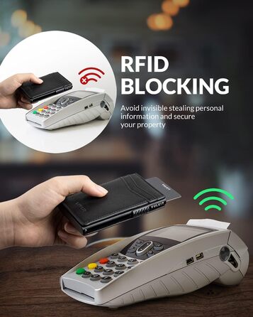 Кредитне портмоне VULKIT з RFID блокуванням, шкіряне, автоматична висувна картка, для візиток та нотаток (Чорний)