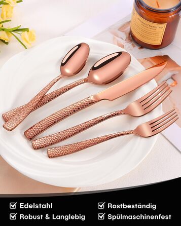 Набір столових приборів Honkku на 6 осіб, чорний, з нержавіючої сталі, з об'ємними ручками, 30 предметів