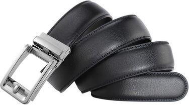 Чоловічий шкіряний ремінь на автоматичній застібці з металевою пряжкою, ширина 3.5 см, довжина 130 см (білий/чорний)