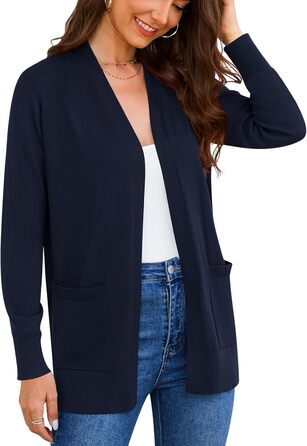 Жіночий кардиган-світер з довгим рукавом, м'який в'язаний жилет з кишенями (S-3X)