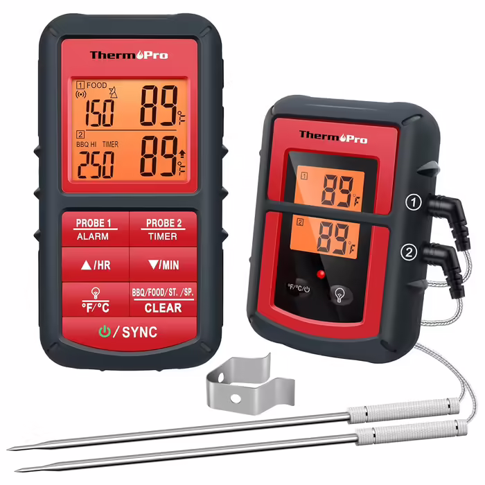 ThermoPro TP08C Digital Kitchen Thermometer Wireless Meat Thermometer with 2 Probes Cooking Thermometer Oven Thermometer Kitchen Timer for BBQ Cooking Grilling Oven