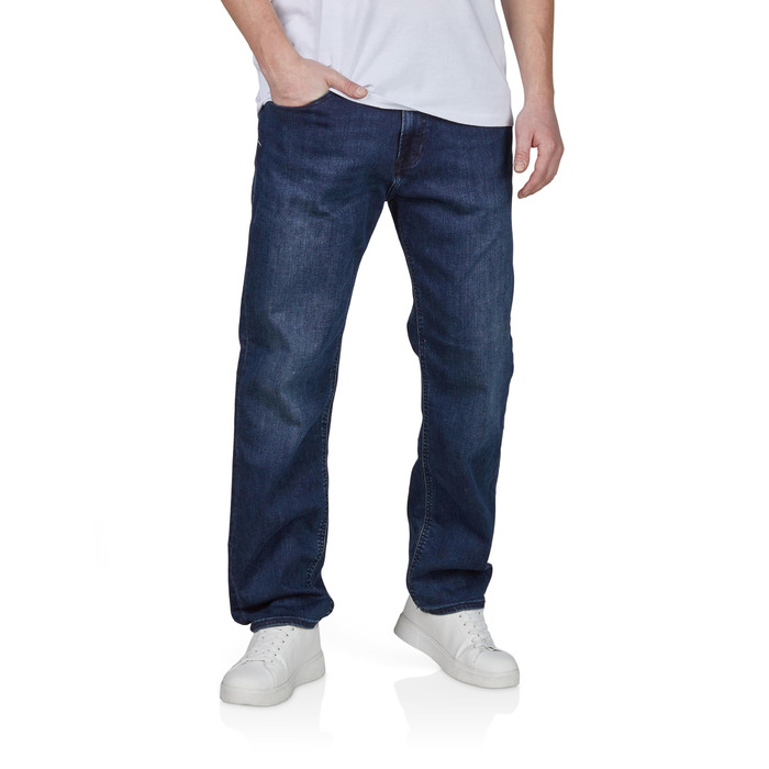Джинси чоловічі JACK & JONES Clark Stretch Straight Fit, блакитно-чорні, розміри 30-38/32L