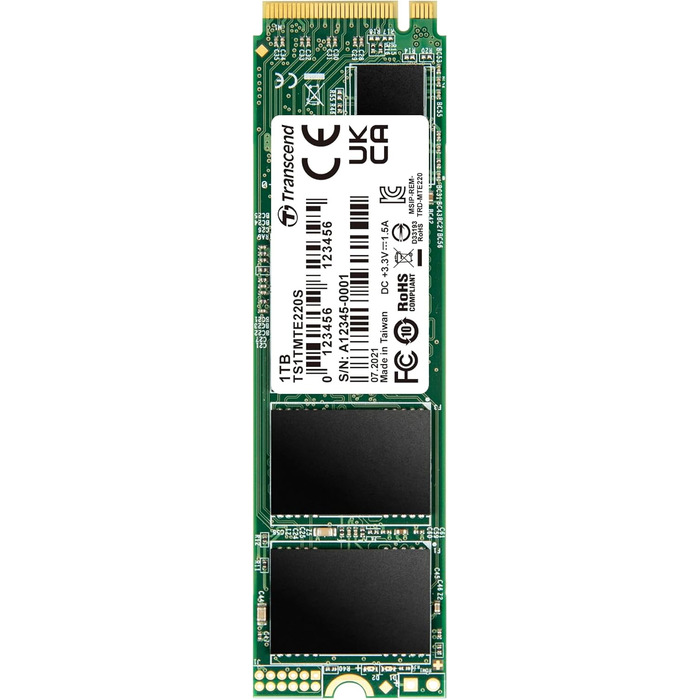 SSD накопичувач Transcend 1TB MTS220S NVMe PCIe Gen3 x4 M.2 2280 з DRAM Cache