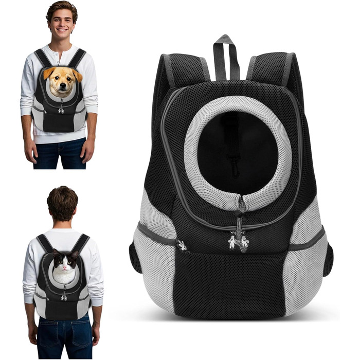 Рюкзак для собак та котів ALLSOPETS, переноска для маленьких тварин, рюкзак для велосипеда та мотоцикла, для піших прогулянок, кемпінгу та відпочинку на природі (чорний, M)