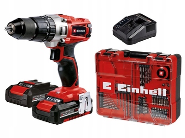 Дриль-шурупокрут Einhell TE-CD 18/2 18 V з 2-ма АКБ по 2Аг та набором із 64 аксесуарів