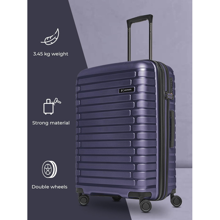 Чохол-валіза на колесах середнього розміру 66 см, розширюється до 75 літрів | З міцного поліпропілену, 4 колеса, TSA-замок | Колекція 04 (фіолетовий металік)
