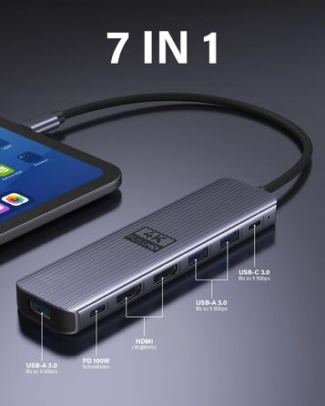 Док-станція для ноутбука Newmight з двома моніторами, адаптер HDMI 4K, Ethernet 1 Gbps, PD 100W, 3 USB 3.0, SD/TF Reader, для HP/Dell (Сірий)