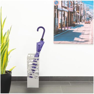 Premium Metal Umbrella Stand 'Maxi' with Drip Tray & Hooks - Space-Saving 34x14x46 cm - Elegant Black - Decorative Entryway & Foyer Stand