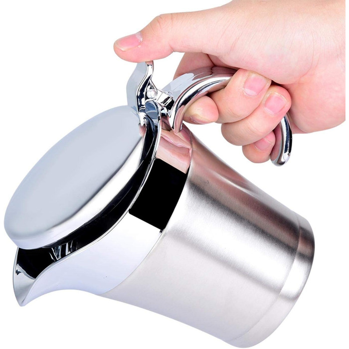 450 ML / 750 ML 304 Stainless Steel Thermosoße Pot Double-Walled Insulated Saucepan Serving Pot Bucket for Juice Tomato Sauce Kitchen Supplies (450ML)