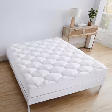 R.SHARE Mattress Protector 200x200cm, Soft Topper 200x200cm Mattress Pad Breathable 360° Wrap, Thickened Mattress Topper Washable, 3D Mesh Cover Mattress Protector, Öko-TEX white