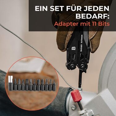 Багатофункціональний інструмент Solid Black 16-в-1: ніж для виживання, мультитул для туризму, кемпінгу та подарунок для чоловіків. Виготовлений з нержавіючої сталі, з бітами.