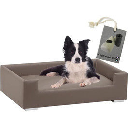 Софа для собак Candy | М'яке ліжко-диванчик для собак з бортиками | Ідеальне собаче ліжко для подорожей | Корзина-ліжко для маленьких собак (Taupe)