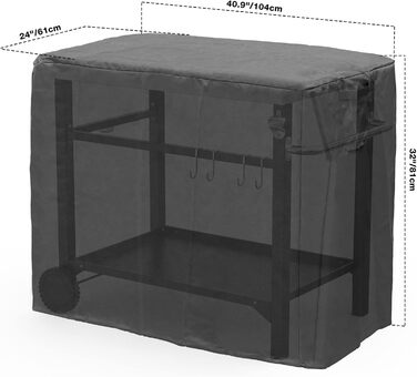 Чохол для гриля Onlyfire, водонепроникний 600D PVC, 104×61×81 см, для вуличного гриля, столу, сервірованого візка, BBQ, захисний чохол для гриля для саду
