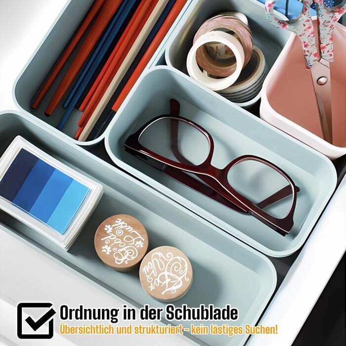 1x Drawer Organizer Set Storage Box One-Piece Adjustable Light Gray