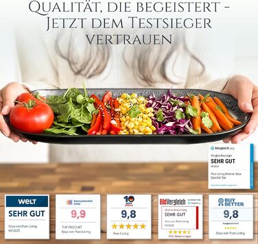 Сервірувальна тарілка Steingut Ibiza (велика), сіра - Pure Living. Тарілка для сервірування, кераміка, овальна.