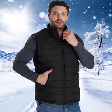Обогреваемая жилетка для мужчин Telguua с Powerbank 12000mAh, USB, 3 температурні режими, 4 зони обігріву, для катання на лижах та роботи на вулиці, чорний