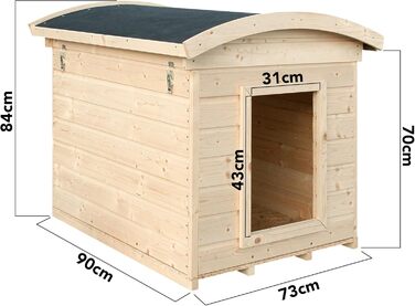 Будка для собак Outdoor маленьких порід – дерев'яна будка для собак, водостійкий дах 76 x 99 x H80 см, розмір S, Timbela M401-1 розмір M, 76x99xH80cm, натуральне дерево