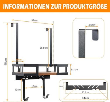 Настінний тримач для прасувальної дошки з металевим кошиком та знімними гачками, для T- та V-подібних дошок, над дверима