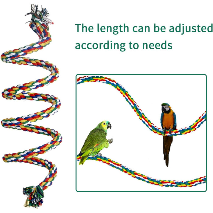 Aedcbaide Bird Toy for Parrots 2 Pack, Bird Parrot Toy Parakeets Hanging Toy Bells Swing 150 cm and 17.8 cm Diameter Bird Swing for Canaries, Cockatiels Hanging